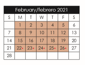 District School Academic Calendar for Salvador Sanchez Middle for February 2021