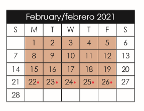 District School Academic Calendar for Escontrias Early Child Ctr for February 2021