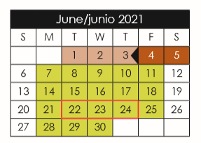 District School Academic Calendar for Campestre Elementary for June 2021
