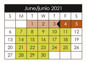 District School Academic Calendar for Benito Martinez Elementary for June 2021