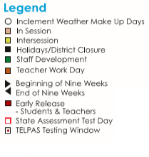 District School Academic Calendar Legend for Escontrias Elementary