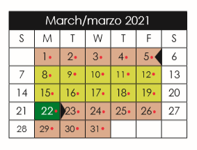 District School Academic Calendar for Jane A Hambric School for March 2021