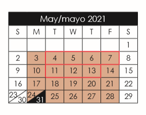 District School Academic Calendar for Escontrias Elementary for May 2021