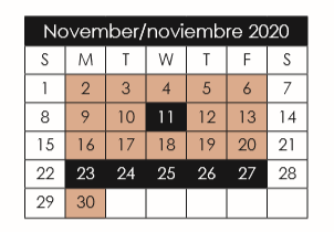 District School Academic Calendar for Bill Sybert School for November 2020