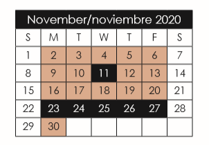 District School Academic Calendar for Socorro Middle for November 2020