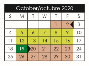 District School Academic Calendar for Escontrias Early Child Ctr for October 2020