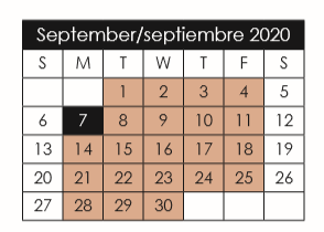 District School Academic Calendar for Helen Ball Elementary for September 2020