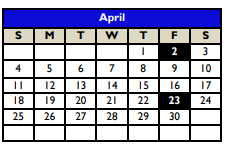 District School Academic Calendar for Bexar County Juvenile Justice Acad for April 2021