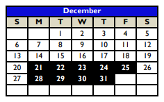 District School Academic Calendar for S/sgt Michael P Barrera Veterans E for December 2020