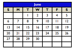 District School Academic Calendar for Bexar County Juvenile Justice Acad for June 2021