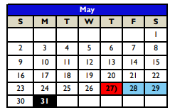 District School Academic Calendar for Bexar County Juvenile Justice Acad for May 2021