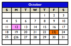 District School Academic Calendar for Atascosa Co Alter for October 2020