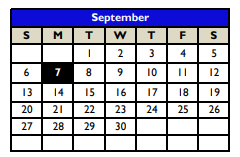 District School Academic Calendar for Bexar County Juvenile Justice Acad for September 2020