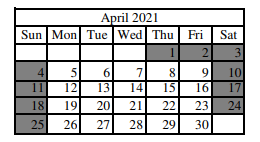 District School Academic Calendar for New Middletown Elementary School for April 2021