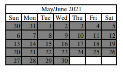 District School Academic Calendar for Harrison County Spec Ed Coop for June 2021