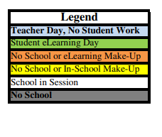 District School Academic Calendar Legend for South Central Elementary