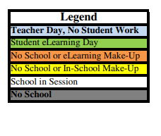 District School Academic Calendar Legend for New Middletown Elementary School