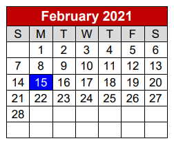 District School Academic Calendar for Project Restore for February 2021