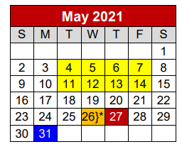 District School Academic Calendar for Greenleaf Elementary for May 2021