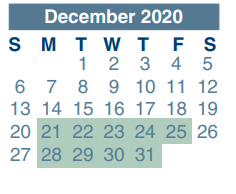 District School Academic Calendar for Spring High School for December 2020