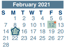 District School Academic Calendar for Donna Lewis Elementary for February 2021
