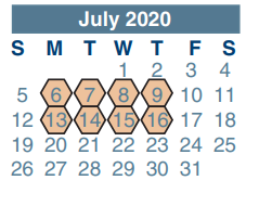 District School Academic Calendar for Bammel Elementary for July 2020