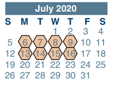 District School Academic Calendar for Bammel Middle School for July 2020