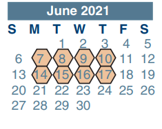 District School Academic Calendar for Bammel Middle School for June 2021
