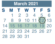 District School Academic Calendar for Milton Cooper Elementary for March 2021