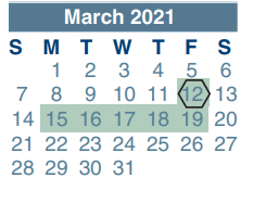 District School Academic Calendar for Ricky C Bailey Middle School for March 2021