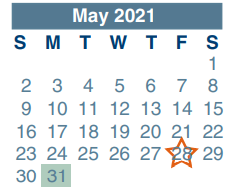 District School Academic Calendar for School For Accelerated Lrn for May 2021