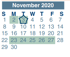 District School Academic Calendar for Ginger Mcnabb Elementary for November 2020