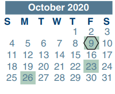 District School Academic Calendar for John Winship Elementary School for October 2020