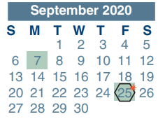 District School Academic Calendar for Stelle Claughton Middle School for September 2020