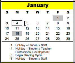 District School Academic Calendar for Spring Woods High School for January 2021