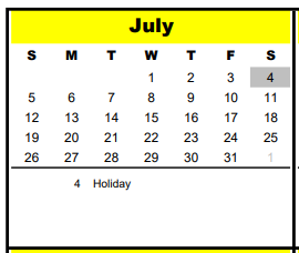 District School Academic Calendar for Buffalo Creek Elementary for July 2020