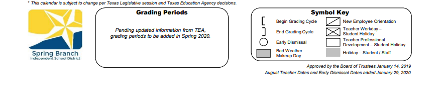 District School Academic Calendar Key for The Tiger Trail School