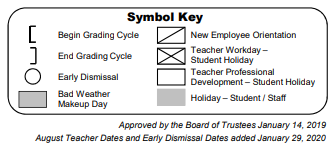 District School Academic Calendar Legend for Frostwood Elementary