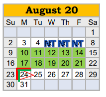 District School Academic Calendar for Springtown Reno Elementary for August 2020