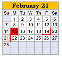 District School Academic Calendar for Springtown H S for February 2021