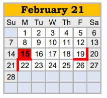 District School Academic Calendar for Springtown Middle for February 2021