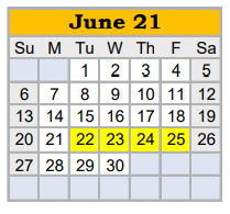 District School Academic Calendar for Springtown H S for June 2021