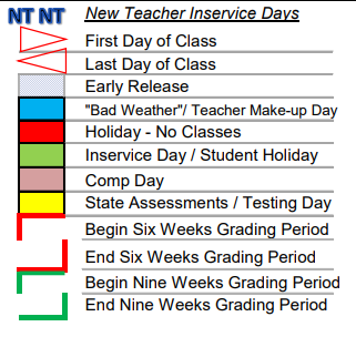 District School Academic Calendar Legend for Springtown H S