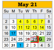 District School Academic Calendar for Springtown Watson El for May 2021