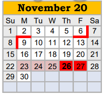 District School Academic Calendar for Springtown Watson El for November 2020