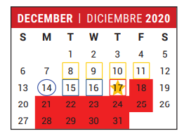District School Academic Calendar for Stafford Elementary School for December 2020