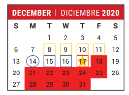 District School Academic Calendar for Stafford High School for December 2020