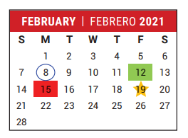 District School Academic Calendar for Stafford Adjustment Center for February 2021