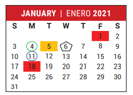 District School Academic Calendar for Stafford Intermediate School for January 2021