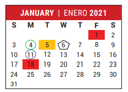 District School Academic Calendar for Stafford Primary School for January 2021